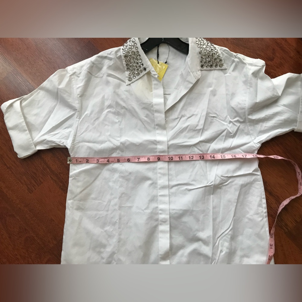 NWT Alice + Olivia Camron Stud Embellishments Collared Shirt Dress Tunic S - Picture 13 of 17
